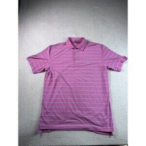 Peter Millar Summer Comfort Polo Shirt Men's M Pink Blue Striped Short Sleeve